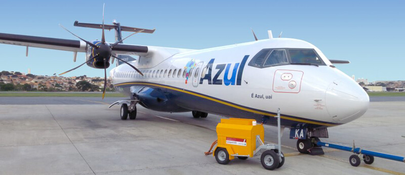 Powervamp Coolspool 410 DC battery cart in daily use with Brazils Azul Airline on their fleet of ATR 72-600 aircraft